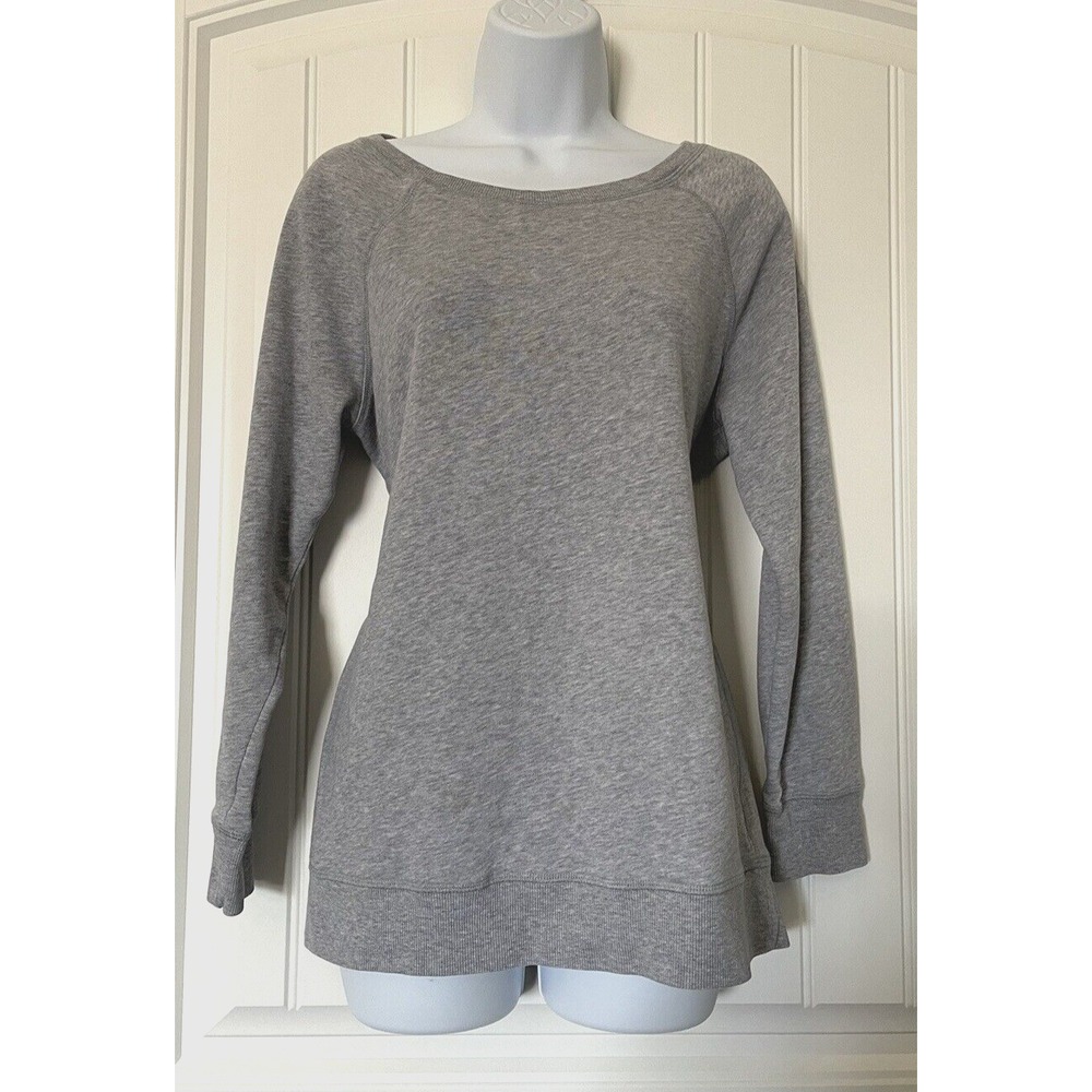 Victorias Secret Womens Sz Medium Gray Sweatshirt Wing Logo Long Sleeve Sweater